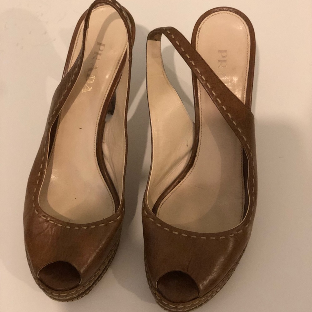 PRADA Leather Sandal Heels size 7